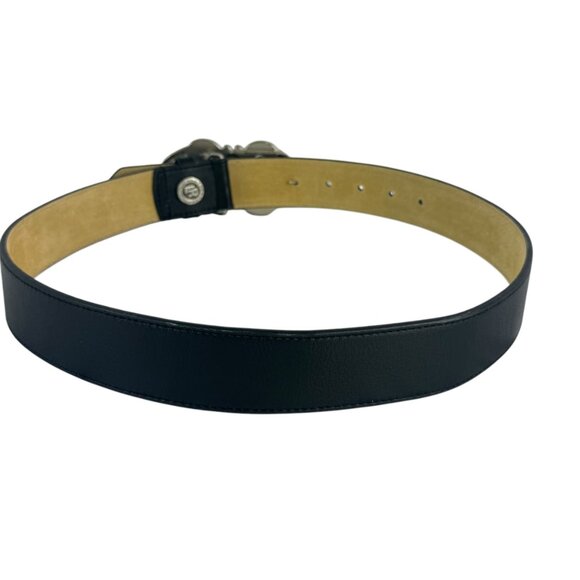 LEATHEROCK Black Leather With Vintage Embellished Buckle Women\'s Belt \